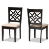 Baxton Studio Nicolette Modern and Contemporary Sand Fabric Upholstered and Dark Brown Finished Wood 2-Piece Dining Chair Set view 1