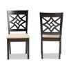 Baxton Studio Nicolette Modern and Contemporary Sand Fabric Upholstered and Dark Brown Finished Wood 2-Piece Dining Chair Set view 2