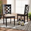 Baxton Studio Sand Upholstered and Brown Finished Wood 2-Piece Dining Chair Set view 2