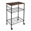 JOCESTYL 3-Tier Wire Rolling Kitchen Cart, Microwave Cart on Wheels with Storage Rack and 4 Hooks Food Service Cart (Black) view 2