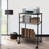 JOCESTYL 3-Tier Wire Rolling Kitchen Cart, Microwave Cart on Wheels with Storage Rack and 4 Hooks Food Service Cart (Black) view 3