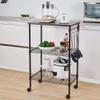 JOCESTYL 3-Tier Wire Rolling Kitchen Cart, Microwave Cart on Wheels with Storage Rack and 4 Hooks Food Service Cart (Black) view 4
