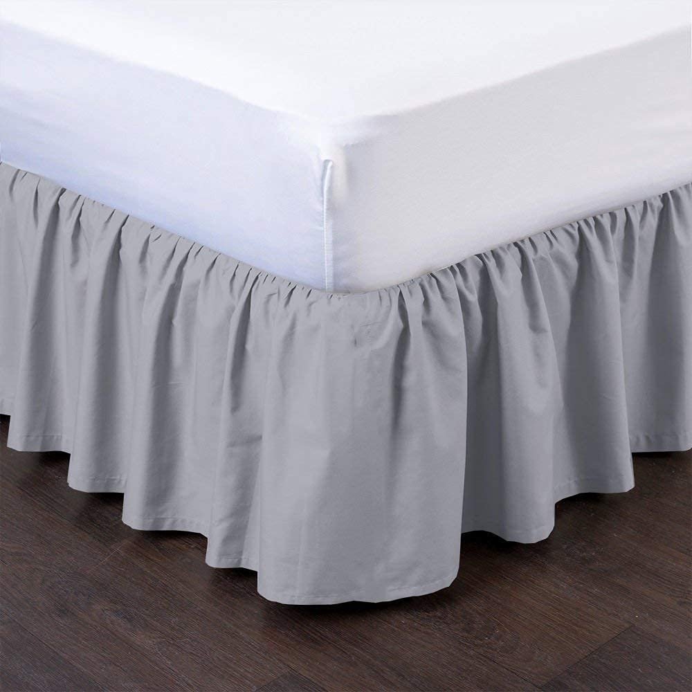 Ruffled Bed Skirt (RV King, Light Grey) 18 Inch Drop Dust Ruffle With Platform, 100% Cotton 800 Thread Count, Wrinkle and Fade Resistant (Available In All Bed Sizes And 23 Colors) Dust Ruffle