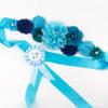 Baby Shower Maternity Sash Belly Belt, Mom to Be & Dad to Be Button Pin, Pregnancy Maternity Flower Sash Belt for Gender Reveal (Blue Baby Boy) view 3