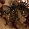 Farmhouse Christmas wreath, Buffalo plaid Christmas wreath, Buffalo check in red and black/black and white. Primitive Christmas wreath view 2