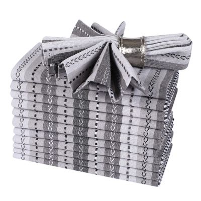 Cotton Cloth Napkin Salsa Stripe Set of 12, Pure 100%18x18 Inch Dinner Napkins, Wedding Napkin, Machine Washable, Cocktail Napkins, Grey Multicolor Life By Cotton