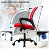 Best Shop Ergonomic Office Chair, Mid Back Mesh Desk Chair with Lumbar Support & Armrest - Breathable, Height Adjustable Rolling Task Executive Chairs for Adults, Red view 3