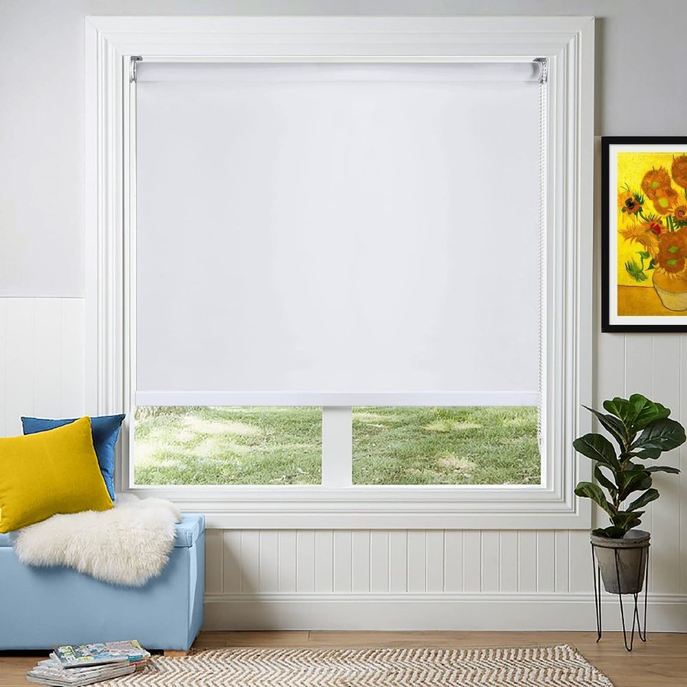 Didoya 100% Blackout Window Blinds,Roller Shades Blinds for Living Room,Office,Bedroom,UV Protection Fabric,Easy to Install75" W x 52" H,Grey