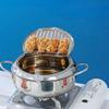 Household Stainless Steel Pot, Mini Japanese Fryer Pot with Thermometer, Multifunction Frying Pot with Lid, for Induction Cooker, Electric Stove, Gas Stove(L 24cm) view 2