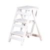 3 Steps Stool Wood Step Ladder Chair, Multipurpose Adults and Children's Stepladder Climb Stool for Bedroom/Bathroom/Toilet/Kitchen (Color : White) view 1