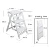 3 Steps Stool Wood Step Ladder Chair, Multipurpose Adults and Children's Stepladder Climb Stool for Bedroom/Bathroom/Toilet/Kitchen (Color : White) view 2