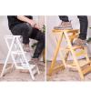 3 Steps Stool Wood Step Ladder Chair, Multipurpose Adults and Children's Stepladder Climb Stool for Bedroom/Bathroom/Toilet/Kitchen (Color : White) view 3