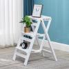3 Steps Stool Wood Step Ladder Chair, Multipurpose Adults and Children's Stepladder Climb Stool for Bedroom/Bathroom/Toilet/Kitchen (Color : White) view 4