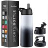 FineDine Water Bottle - Stainless Steel Insulated Water Bottle with Straw Lid, Flip Lid & Wide-Mouth Cap - Keeps Hot and Cold - 25 Oz / 739ml - Dreamy Black-White view 1