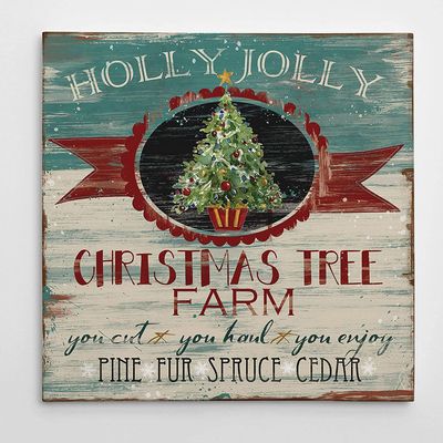 Christmas & Holiday Canvas Wall Art- Winter Christmas Tree Snowman Snow Santa Elves Decor- 10x10 - Ready to Hang