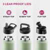 FineDine Water Bottle - Stainless Steel Insulated Water Bottle with Straw Lid, Flip Lid & Wide-Mouth Cap - Keeps Hot and Cold - 25 Oz / 739ml - Dreamy Green view 4