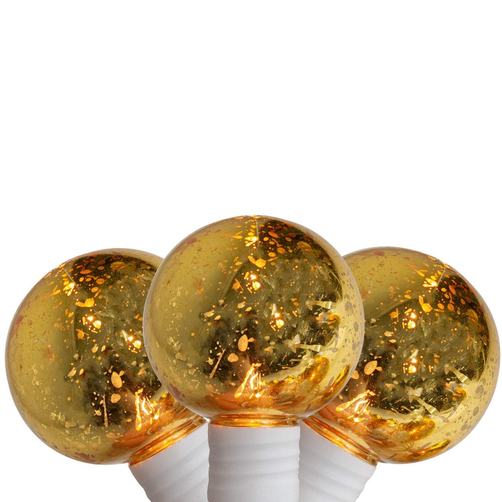 Hofert G40 Globe Mercury Glass Style Christmas Lights - Gold - 5.25' White Wire - 10ct