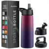 FineDine Water Bottle - Stainless Steel Insulated Water Bottle with Straw Lid, Flip Lid & Wide-Mouth Cap - Keeps Hot and Cold - 25 Oz / 739ml - Dreamy Purple view 1