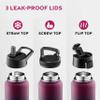 FineDine Water Bottle - Stainless Steel Insulated Water Bottle with Straw Lid, Flip Lid & Wide-Mouth Cap - Keeps Hot and Cold - 25 Oz / 739ml - Dreamy Purple view 4