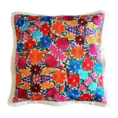 ALKIMIA INC Mexican Handmade Pillow Cover Chiapas Embroidery (Ivory)