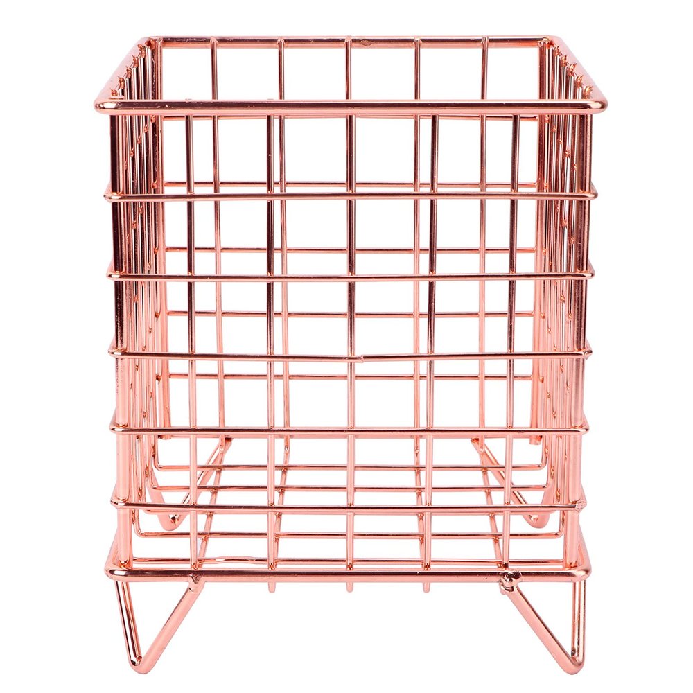 1pc Storage Basket Iron Art Container Desktop Basket Sundries Container Storage Supply Snacks Metal Grid Iron Art