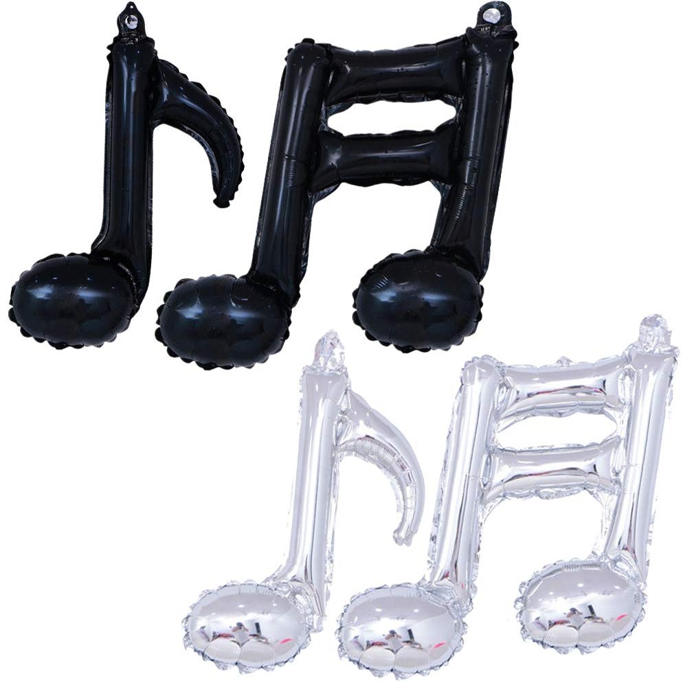 12Pcs Black Silver Music Note Foil Balloons Music Theme Party Decorations Music Birthday Decorations Rock Star Birthday Decorations Rock and Roll Party Decorations Baby Shower Decorations