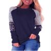 Andongnywell Women's Casual Color Block Tunic Tops Blouse Ladies Leopard Print Round Neck Long Sleeve T-Shirt (Navy,Medium) view 1
