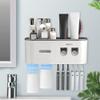 BHeadCat Toothbrush Holders for Bathrooms Wall Mounted, 6 Slot Toothbrush Holder with 2 Automatic Toothpaste Dispensers, 2 Magnetic Cups, Large Capacity Bathroom Organizer, Wall Storage with Drawer view 1