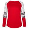Andongnywell Women's Casual Color Block Tunic Tops Blouse Ladies Leopard Print Round Neck Long Sleeve T-Shirt (Dark Red,X-Large) view 1