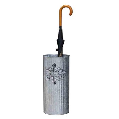 Umbrella Racks AYY Round Wrought Iron Umbrella Stand Umbrella Holder, Household Multifunctional Storage Bin Trash Can, Waterproof and Rustproof, Black and White Gray, 22x47cm (Color : Gray)