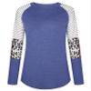 Andongnywell Women's Casual Color Block Tunic Tops Blouse Ladies Leopard Print Round Neck Long Sleeve T-Shirt (Navy Blue,Large) view 1
