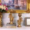 Afairy Set of 2 Cherubs Angels Statue Candle Holders, Pillar Candle Holders for Dining Table, Indoor Home Decorations (Gold) view 2