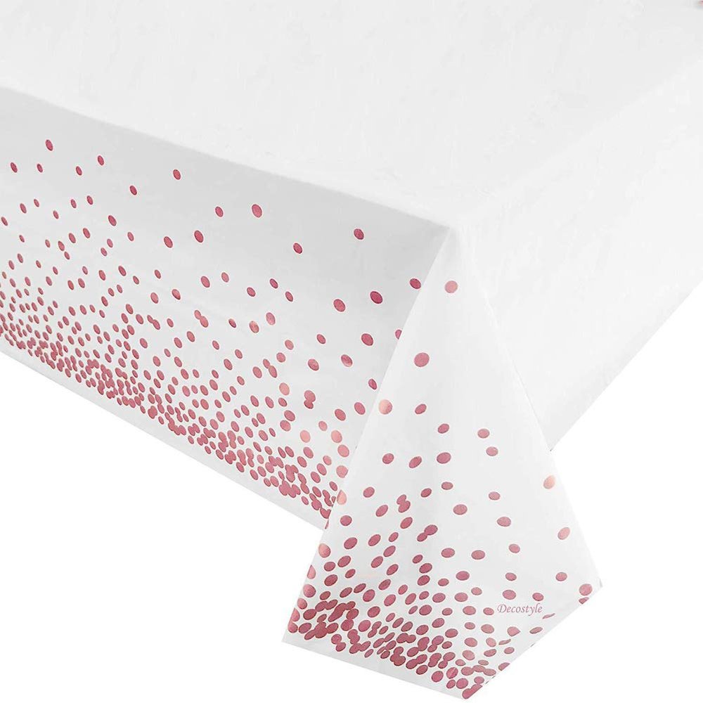 None/Brand 10 Packs Premium Plastic Rose Gold Dot Tablecloth 54 Inch x 108 Inch Rectangle Table Cover Confetti (10pcs 54"x108"/137x274cm, Pink-B)
