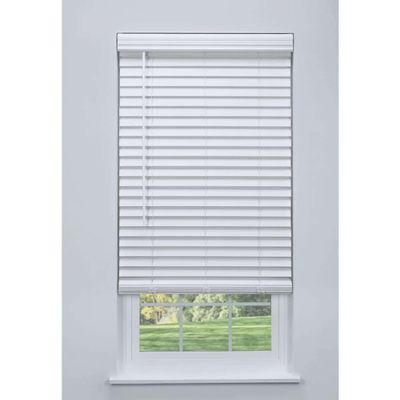 Linen Avenue Cordless 2" Faux Wood Blind White 23 1/2 W x 48 H, Flush Inside Mount (No Valance Side Pieces/Returns Included, Arrives Inch Narrower)