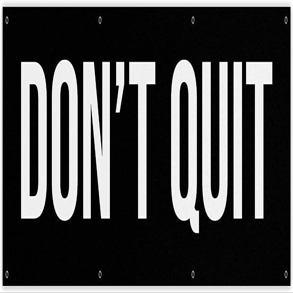 Damdekoli Don't Quit Banner - Home Gym Decor - Large Quote Wall Art - Weightlifting Fitness - Inspirational (48 x 16 Inches)