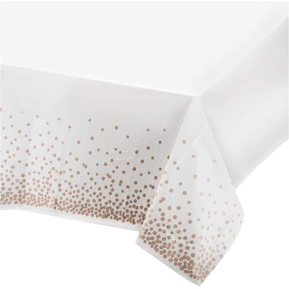 10 Packs Premium Plastic Rose Gold Dot Tablecloth 54 Inch x 108 Inch Rectangle Table Cover Confetti (10pcs 54"x108"/137x274cm, Brown)