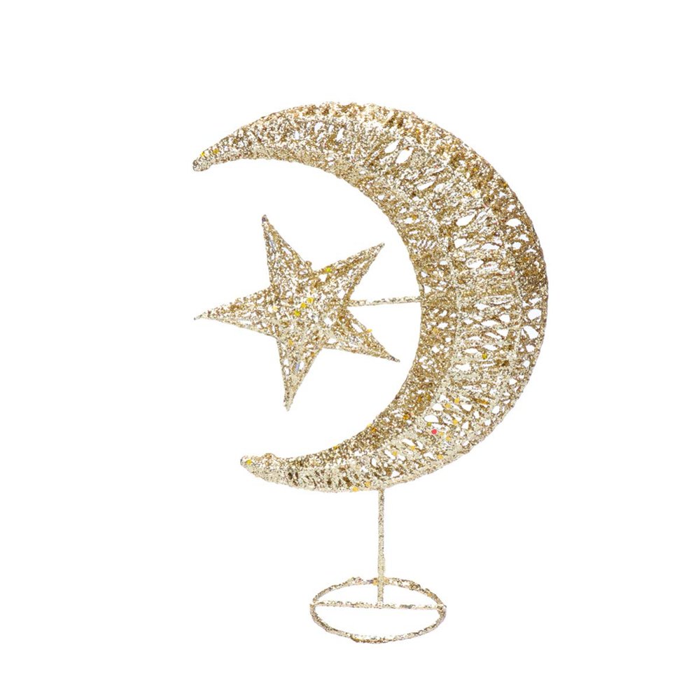 SOLUSTRE Christmas Tree Topper Gold Glittered Star and Moon Christmas Tree Decoration Creative Party Supplies for Home Mall