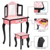 Bonnlo Kids Vanity Set, Modern Princess Vanity Table with Stool, Tri-Folding Mirror Desk for Girls Makeup Dressing Table with Drawer view 4