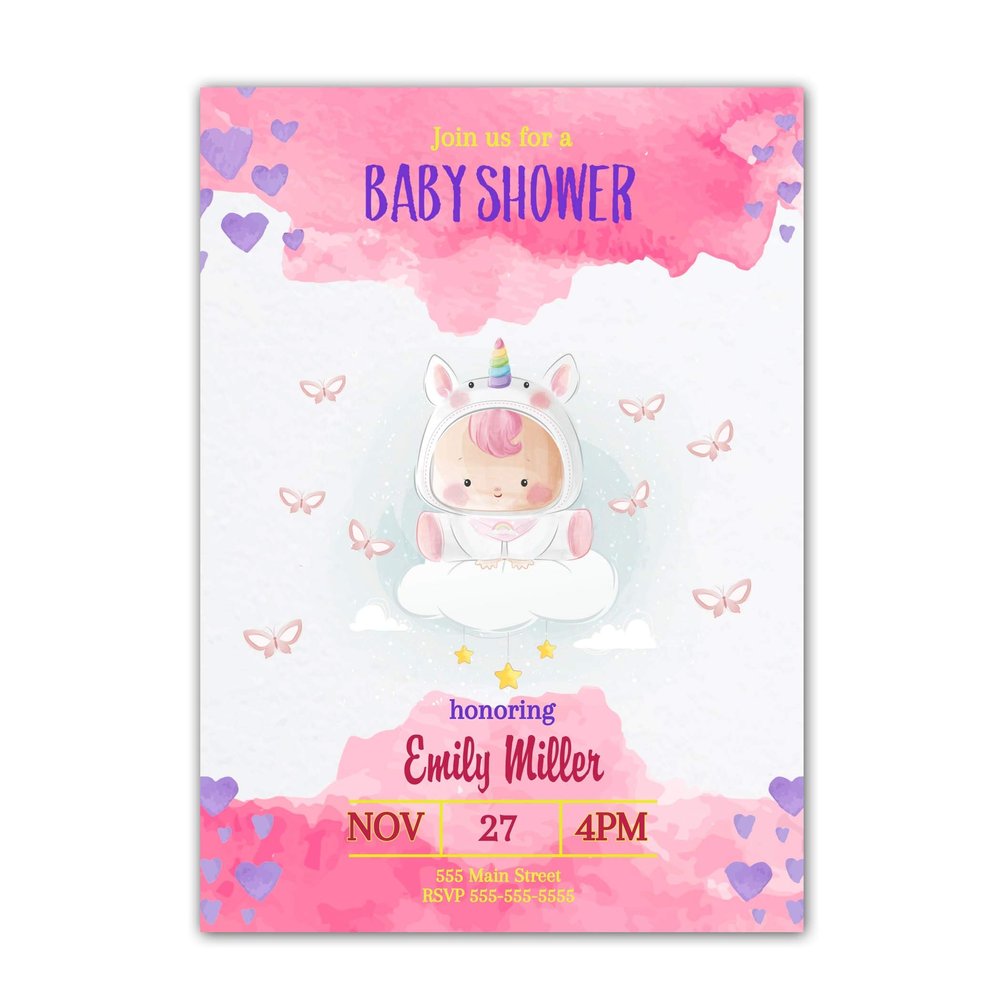 30 baby unicorn invitations girl baby shower or birthday party photo paper