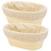 2 PCS 8 inch Oval Long Banneton Brotform Bread Dough Proofing Rising Rattan Basket & Liner for Professional & Home Bakers view 1