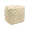 Pasargad Home Grandcanyon Premium Cotton Pouf, 100% Cotton Pouf, Hand Woven- Polly Beads Stuffed Pouf- Sitting, Foot Stool - Square Poufs for Living Room - Luxury Room Decor, 17"x17"x17", Yellow/Ivory view 1