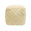 Pasargad Home Grandcanyon Premium Cotton Pouf, 100% Cotton Pouf, Hand Woven- Polly Beads Stuffed Pouf- Sitting, Foot Stool - Square Poufs for Living Room - Luxury Room Decor, 17"x17"x17", Yellow/Ivory view 2