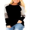 Andongnywell Women's Casual Color Block Tunic Tops Blouse Ladies Leopard Print Round Neck Long Sleeve T-Shirt (Black,X-Large) view 1