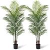 Artificial Areca Palm Plant 5.5Ft Fake Tropical Palm Tree, Perfect Faux Dypsis Lutescens Plants in Pot for Indoor Outdoor House Home Office Garden Modern Decoration Housewarming Gift,2Pcs view 1