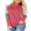 Andongnywell Women's Casual Color Block Tunic Tops Blouse Ladies Leopard Print Round Neck Long Sleeve T-Shirt (Red,XX-Large) view 1