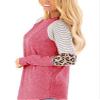 Andongnywell Women's Casual Color Block Tunic Tops Blouse Ladies Leopard Print Round Neck Long Sleeve T-Shirt (Red,XX-Large) view 2