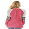 Andongnywell Women's Casual Color Block Tunic Tops Blouse Ladies Leopard Print Round Neck Long Sleeve T-Shirt (Red,XX-Large) view 3