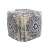 Pasargad Home Grandcanyon Navy/Ivory Cotton Pouf, 17"" x17 x17 (PPF-182-1) view 1