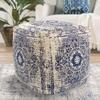 Pasargad Home Grandcanyon Navy/Ivory Cotton Pouf, 17"" x17 x17 (PPF-182-1) view 2