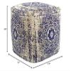 Pasargad Home Grandcanyon Navy/Ivory Cotton Pouf, 17"" x17 x17 (PPF-182-1) view 3